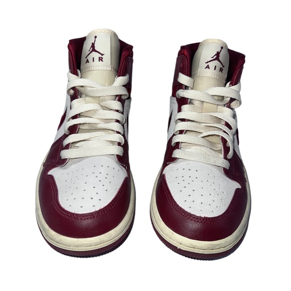 Air Jordan 1 Mid Burgundy Maroon Cream/Ivory Youth 6Y DZ2820-601 - Picture 3 of 11